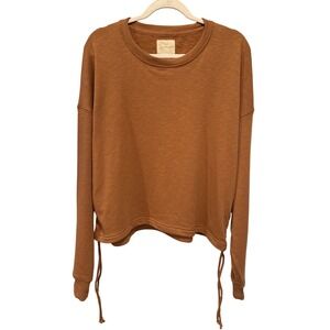 American Eagle‎ Womens Camel Tan Pullover Sweatshirt Crewneck Cinch Side Ties XL